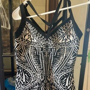 Unique Guess Black and White Bodycon Strappy dress  XS